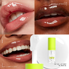 NYX PROFESSIONAL MAKEUP Fat Oil Lip Drip texture close-up revealing lightweight oil finish for hydration