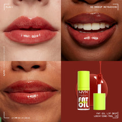 NYX PROFESSIONAL MAKEUP close-up texture showing emollient oil sheen and moisturizing benefit