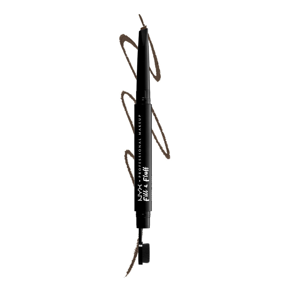 NYX PROFESSIONAL MAKEUP front packaging showing Ash Brown shade and dual-ended tool benefit