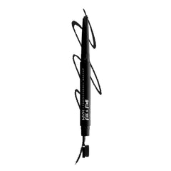 NYX PROFESSIONAL MAKEUP front view of pencil showing dual-ended design and black shade benefits precise styling