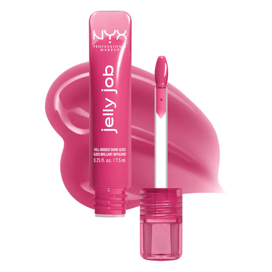 NYX Professional Makeup front packaging showing shade Jelly Jammin' and glossy finish benefit