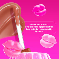 NYX PROFESSIONAL MAKEUP Toast N' Jelly swiped on lips for glassy finish