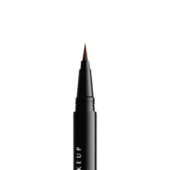 NYX PROFESSIONAL MAKEUP pen beside standard pencil to compare slim size and precision control