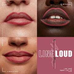 NYX PROFESSIONAL MAKEUP Trophy Life applied on lips in lifestyle shot demonstrating rich mauve-pink wear and defined shape