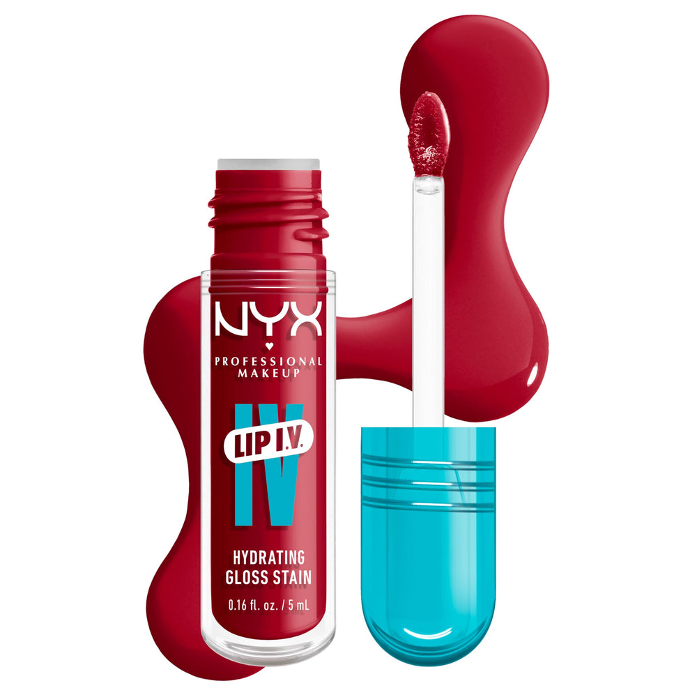 NYX lip IV front packaging showing product and shade name with clear benefit