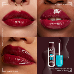 NYX Lip IV wand applicator demonstrating smooth applicator for precise glossy color
