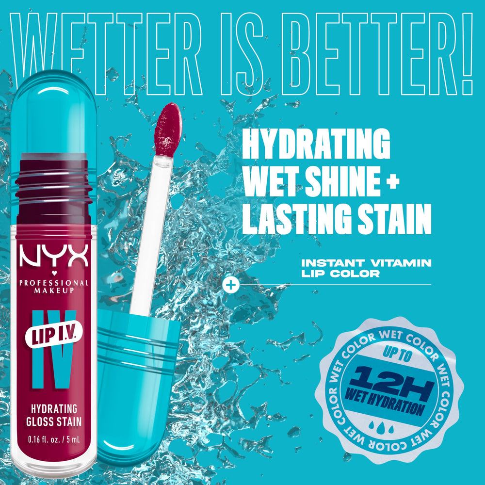 NYX PROFESSIONAL MAKEUP texture swipe illustrating glossy, lightweight pigment payoff