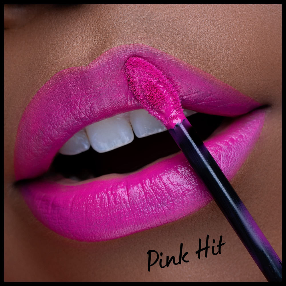NYX Lip Lingerie XXL swatch on skin illustrating Pink Hit payoff and true color
