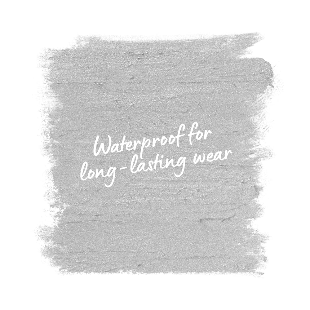 NYX PROFESSIONAL MAKEUP silver pencil creating a sharp winged liner for dramatic definition