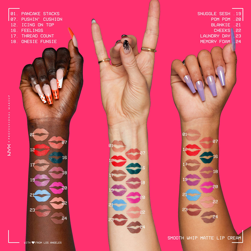 NYX PROFESSIONAL MAKEUP lip swatch on model demonstrating cool caramel benefit natural look