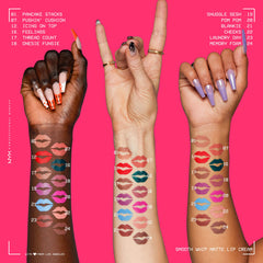 NYX PROFESSIONAL MAKEUP lip swatch on model demonstrating cool caramel benefit natural look