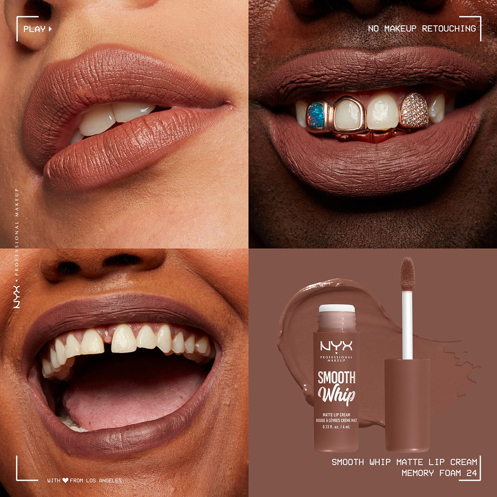 NYX PROFESSIONAL MAKEUP texture swipe showing whipped matte finish benefit smooth coverage