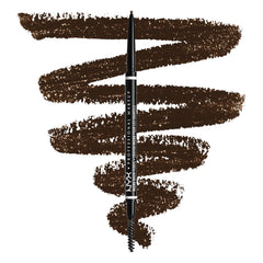 NYX micro brow pencil front view showing slim barrel and retractable tip for precision