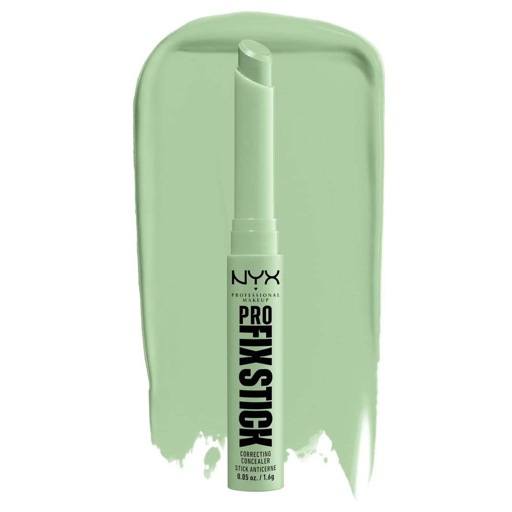 NYX PROFESSIONAL MAKEUP front packaging of green Pro Fix stick, compact correction benefit