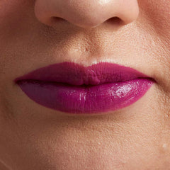 NYX PROFESSIONAL MAKEUP lipstick applied on lips demonstrating smooth satin finish