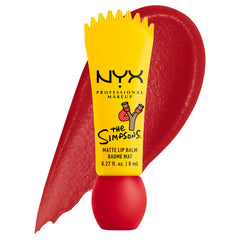 NYX Simpsons Rebel Red front packaging showing collectible design and bold color