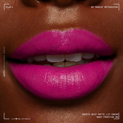 NYX Professional Makeup on lips closeup showing bold violet‑red and softened lines