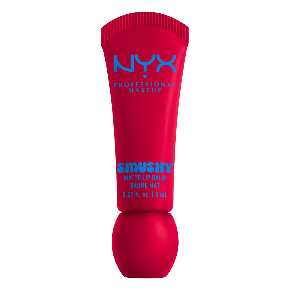 NYX Smushy Matte front packaging showing Sassy Stuff shade and benefit of buildable color