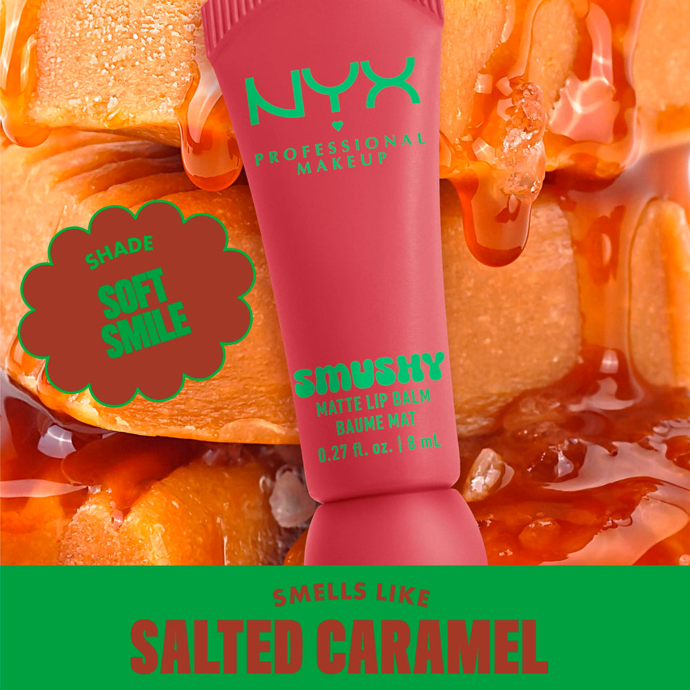 NYX Smushy Matte swatch on arm showing Soft Smile nude payoff and blendability benefit