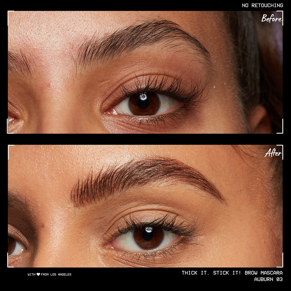 NYX PROFESSIONAL MAKEUP textured swatch on skin showing buildable auburn pigmentation