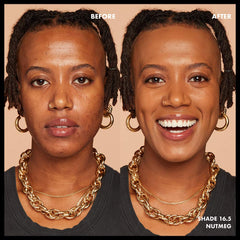 NYX PROFESSIONAL MAKEUP blended foundation on cheek showing natural finish benefit