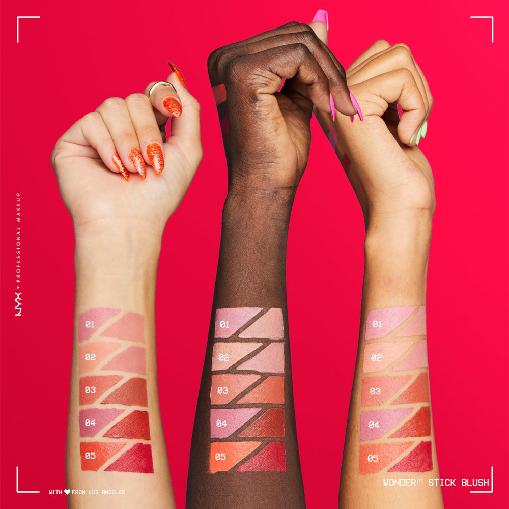 NYX PROFESSIONAL MAKEUP cheek application closeup highlights blendability and natural finish