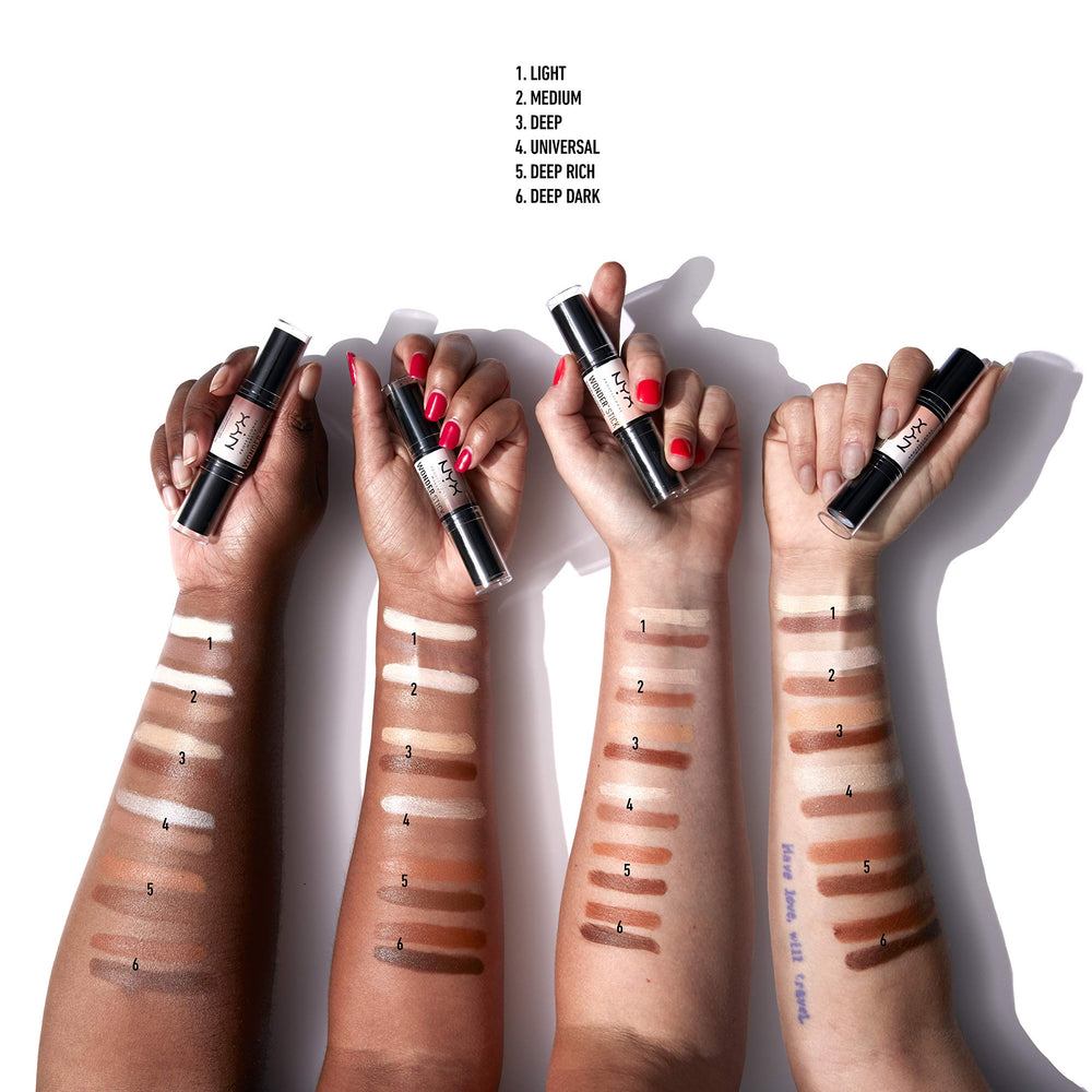 NYX PROFESSIONAL MAKEUP Wonder Stick applied to cheekbone demonstrating lift and definition