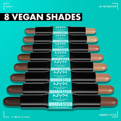 NYX PROFESSIONAL MAKEUP Wonder Stick arm swatches of both shades to compare finish