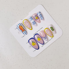 NZRAESTRS close-up of nail texture and 3D fish lemon details enhancing appearance