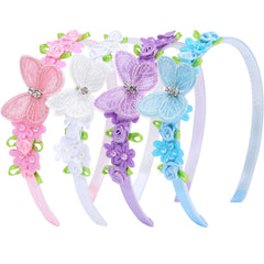 OAOLEER front view of headband set showing butterflies and colors, attractive for gifting