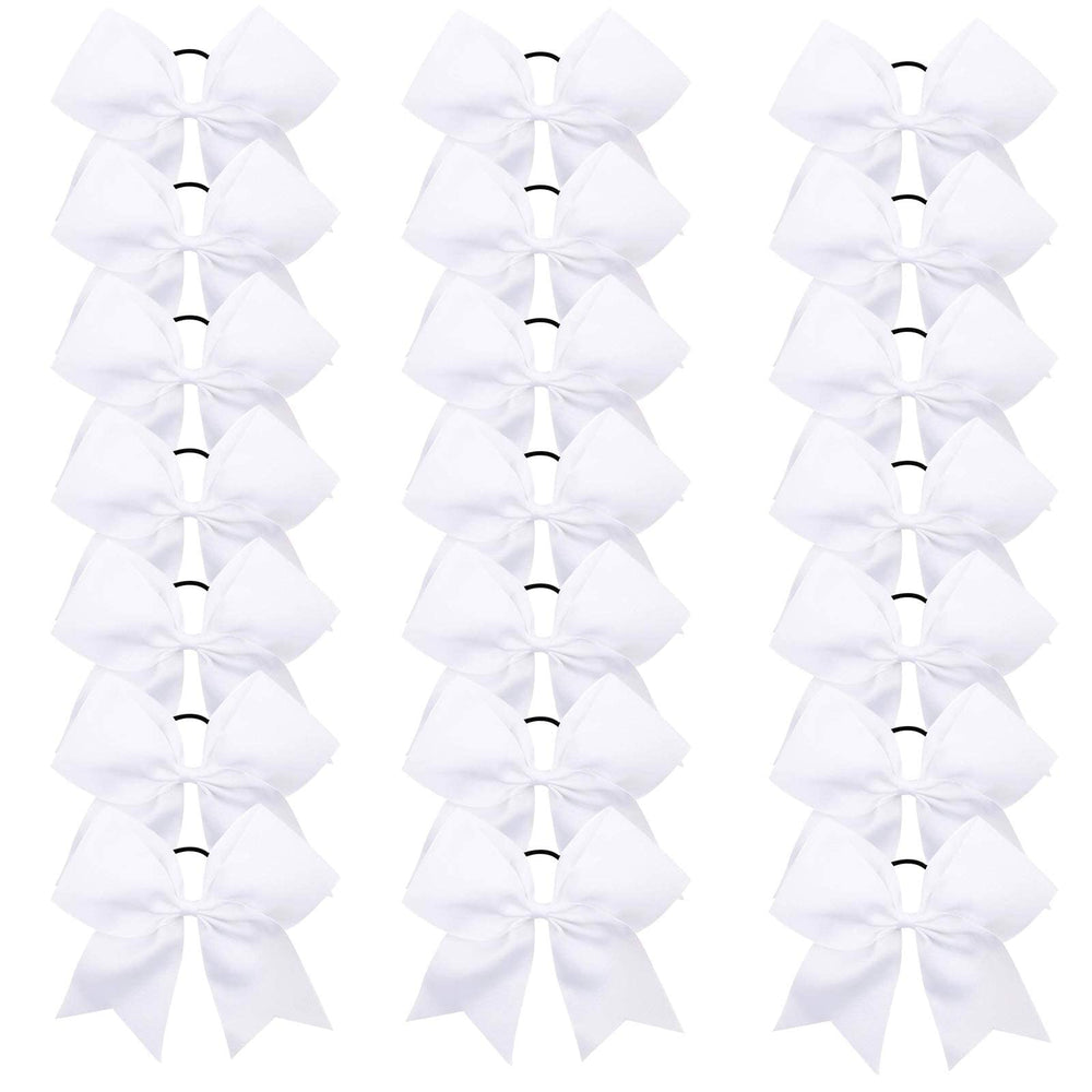 OAOLEER front view clear box showing 21 white cheer bows for easy storage
