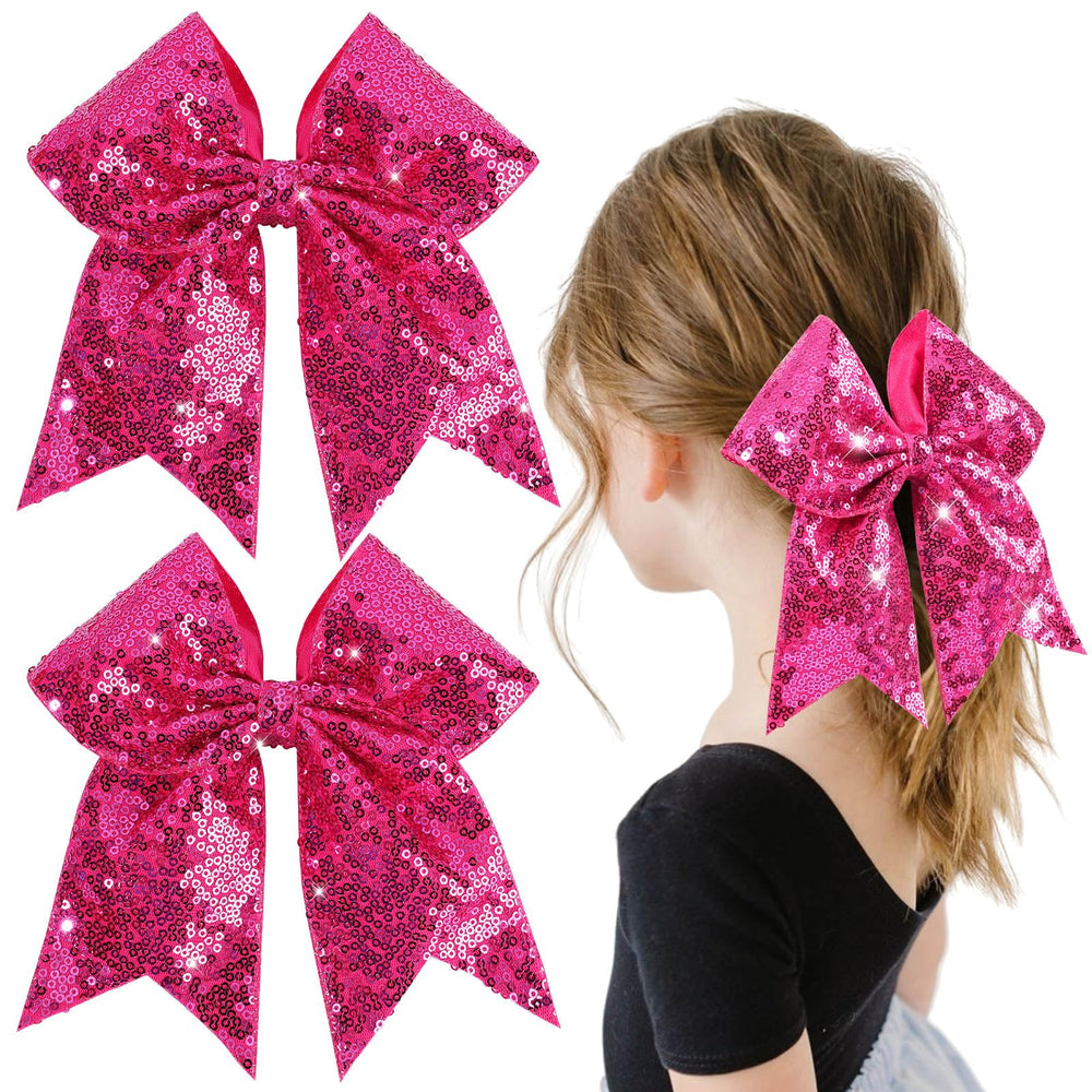 OAOLEER hot pink bow front view showing bold glitter and shape benefit: standout style