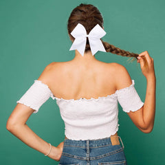 OAOLEER bow beside ruler illustrating 8-inch jumbo size for visibility