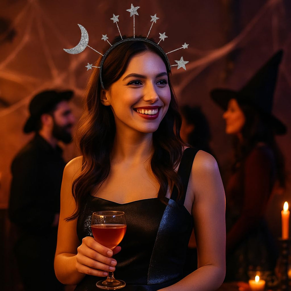 Oarkive headband in use at a party adding instant celestial style and festive charm