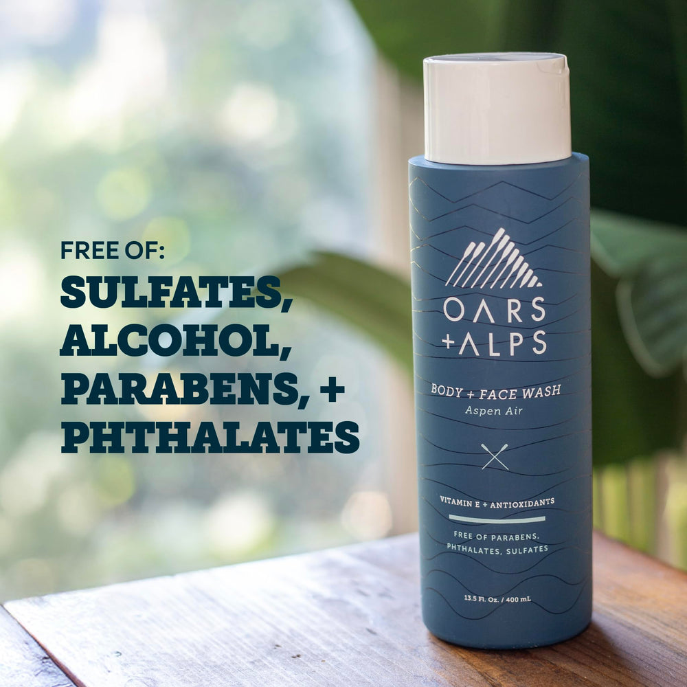 Oars + Alps in-shower use on man demonstrating refreshing, gentle cleanse