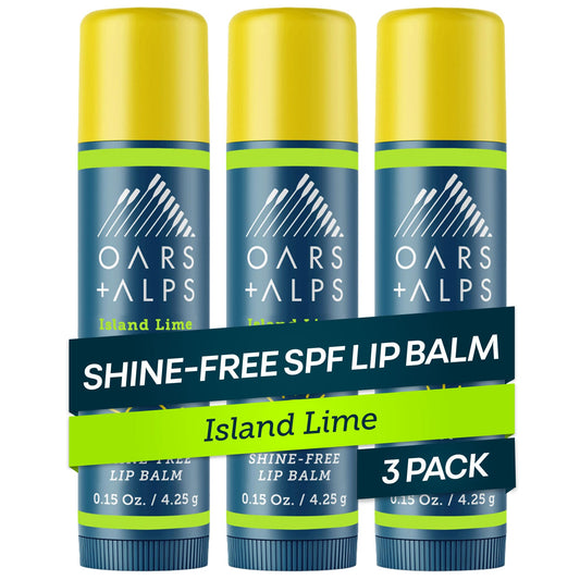 Oars + Alps front packaging showing SPF 18 and island lime scent benefits