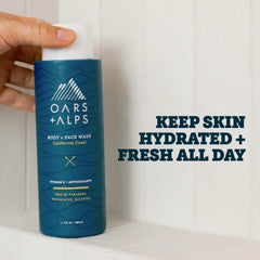 Oars + Alps pump dispensing rich lather for effective cleansing and hydration