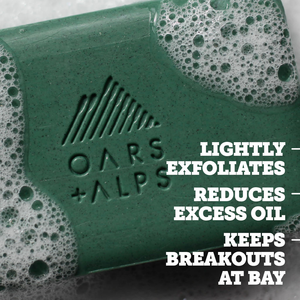 Oars + Alps thick lather in hand demonstrating cleansing and foam