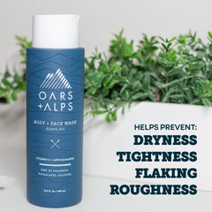 Oars + Alps bottle beside hand for size comparison and travel-friendly benefit