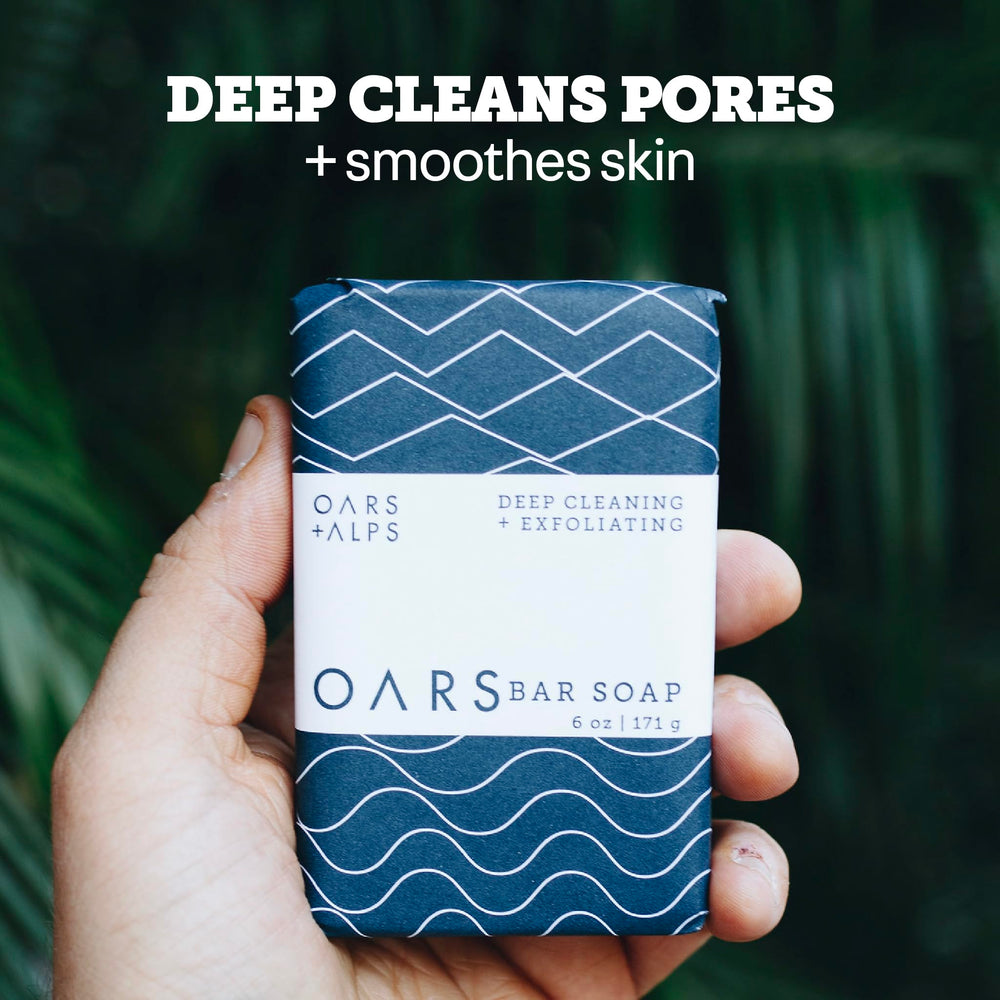 Oars + Alps close-up of volcanic sand texture exfoliating skin smoothly