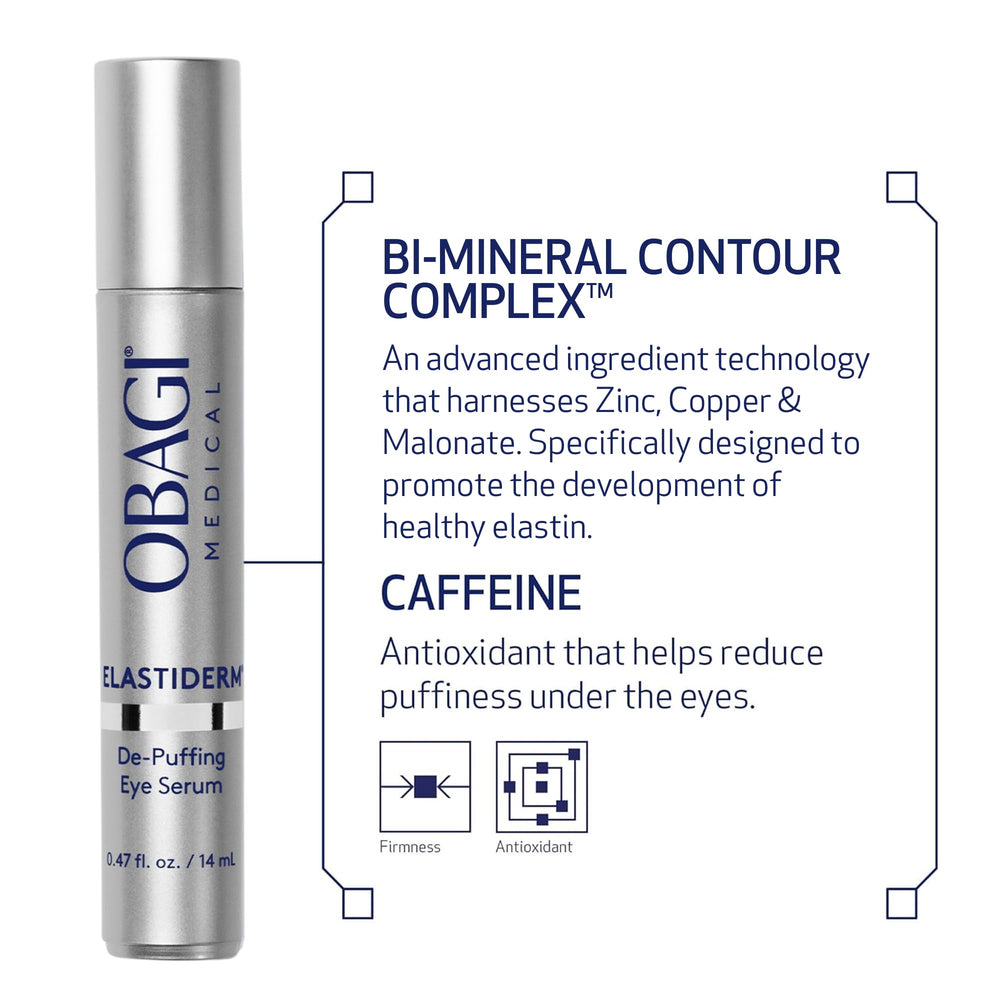 Obagi ELASTIderm bottle in hand showing product size and portable use