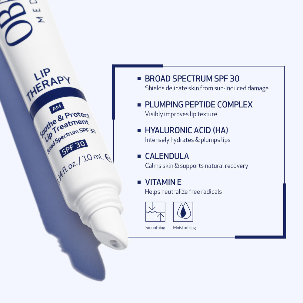 Obagi lip therapy being applied to lips for soothing and protection