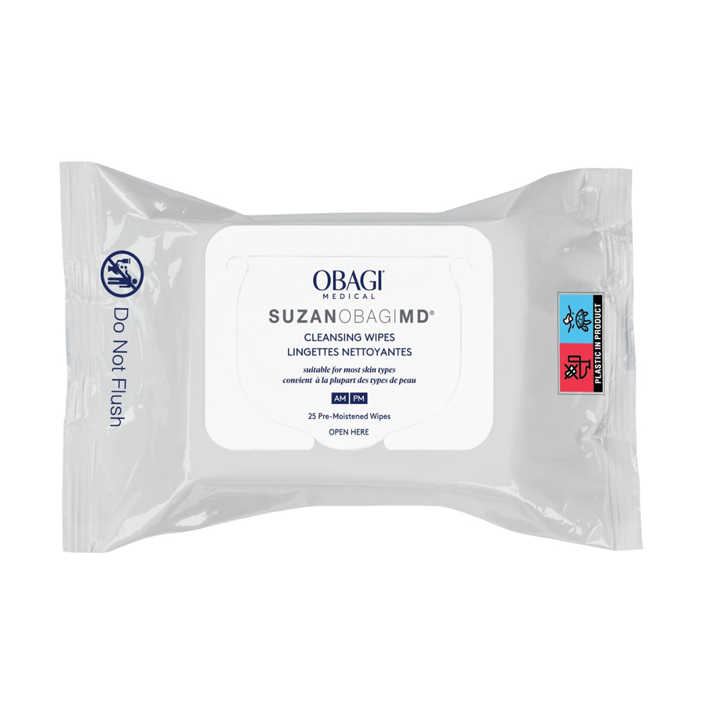 Obagi Medical front packaging showing 25-count wipes and travel-ready convenience