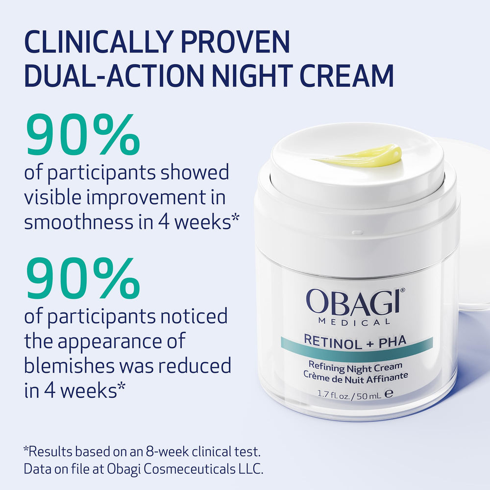Obagi Medical cream on fingertip showing easy nighttime application