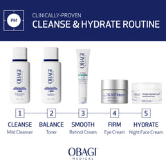 Obagi Medical bottle held in hand illustrating 6.7 fl oz scale and travel-friendly benefit