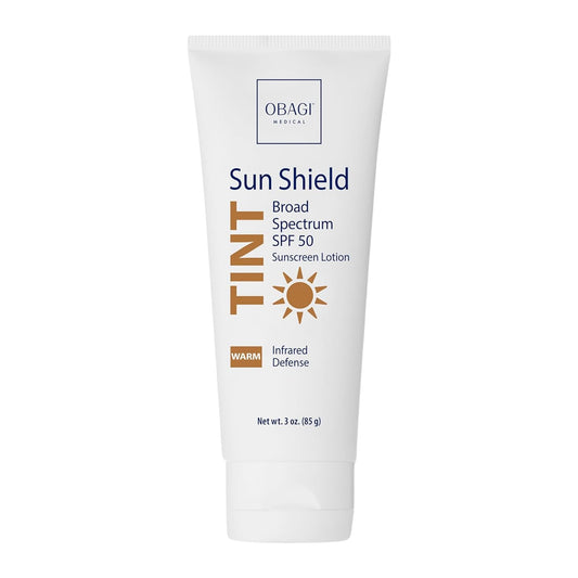 Obagi Medical front tube showing branding and SPF 50 protection benefit
