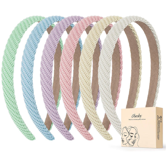obeoby front packaging showing six pastel headbands and product benefit