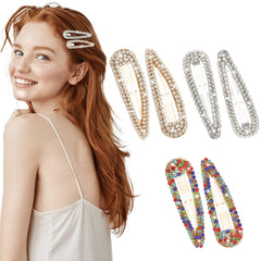 obeoby front view of six rhinestone snap clips showing packaging and colors, stylish storage benefit