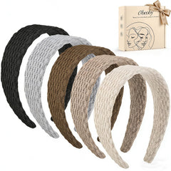 obeoby front view packaging showing five neutral headbands and convenience