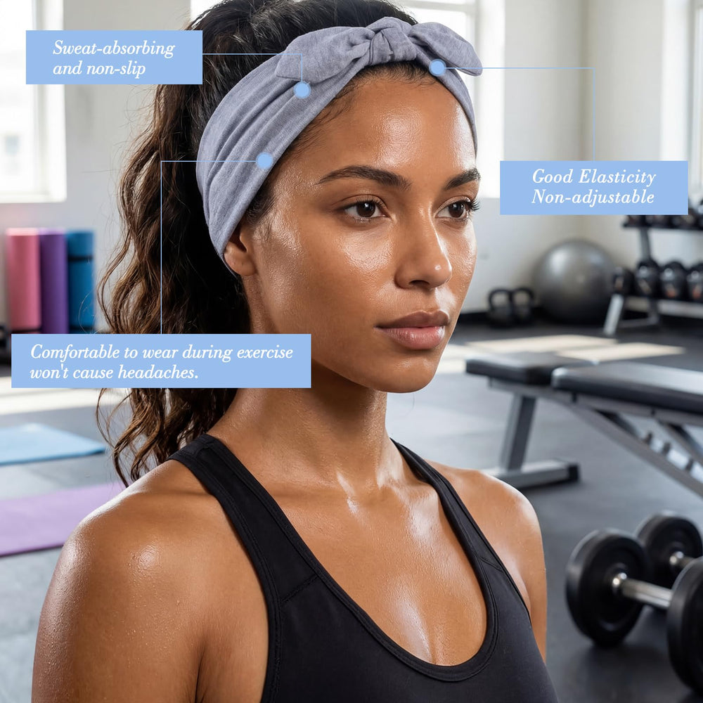 obeoby headband worn during yoga demonstrating secure hold